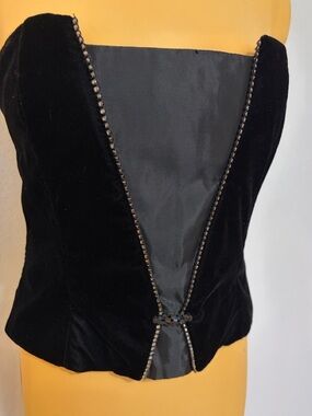 Scott McClintock Vintage Velvet Rhinestone Bodice Black Goth Jessica